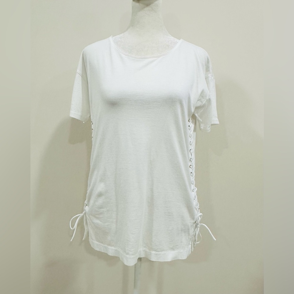 J. CREW Women Thin Light‎ Stretch Cotton Tunic Shoes Lace Decor White S